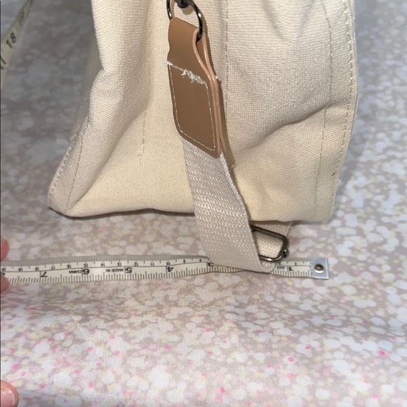Cream Canvas Tote Bag with Tan Accents - Picture 9 of 9